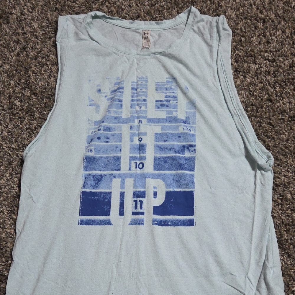 Under Armour Light Blue Graphic Muscle Tee